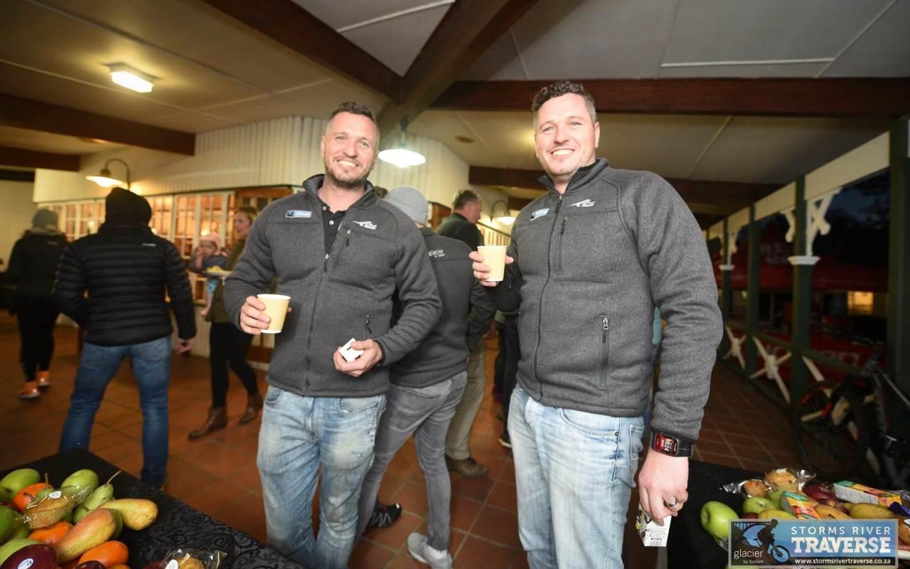 Race competitiors enjoying the wonderful hospitality of the Dryland Events in their First Ascent Storms River Fleece Jackets