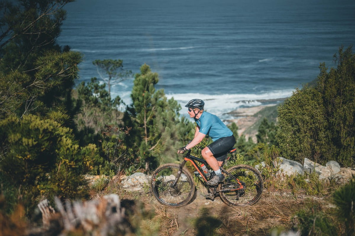 Along the incredible scenery in the indigenous forests and pine plantations the stretches on cliff top paths above the Indian Ocean helped make the riding beautiful. Photo by Sage Lee Voges for zcmc.co.za.